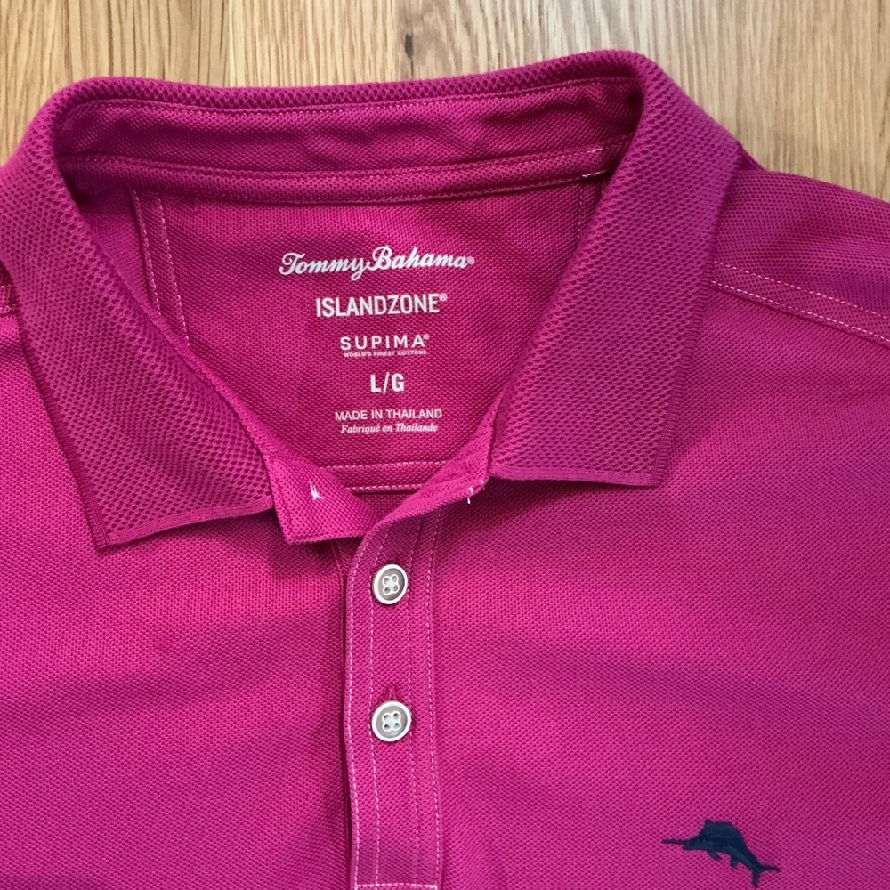 Tommy Bahama IslandZone Supima Cotton Polo Men's Large Pink Short Sleeve Shirt L - Picture 4 of 8